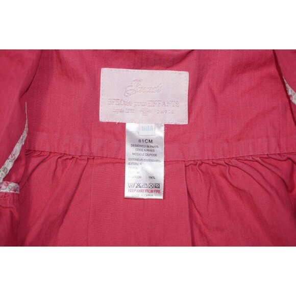 Jacadi Paris Baby Girl Jacket 18M 81cm Pink Lightweight Coat Peter Pan Collar - Picture 4 of 9